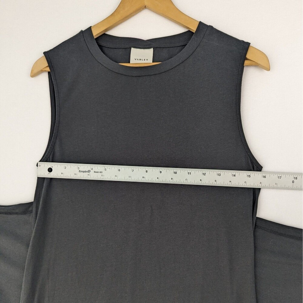 Varley Womens Small Napa Tie Waist Wrap Black Pima Cotton Tank Top - Picture 4 of 10